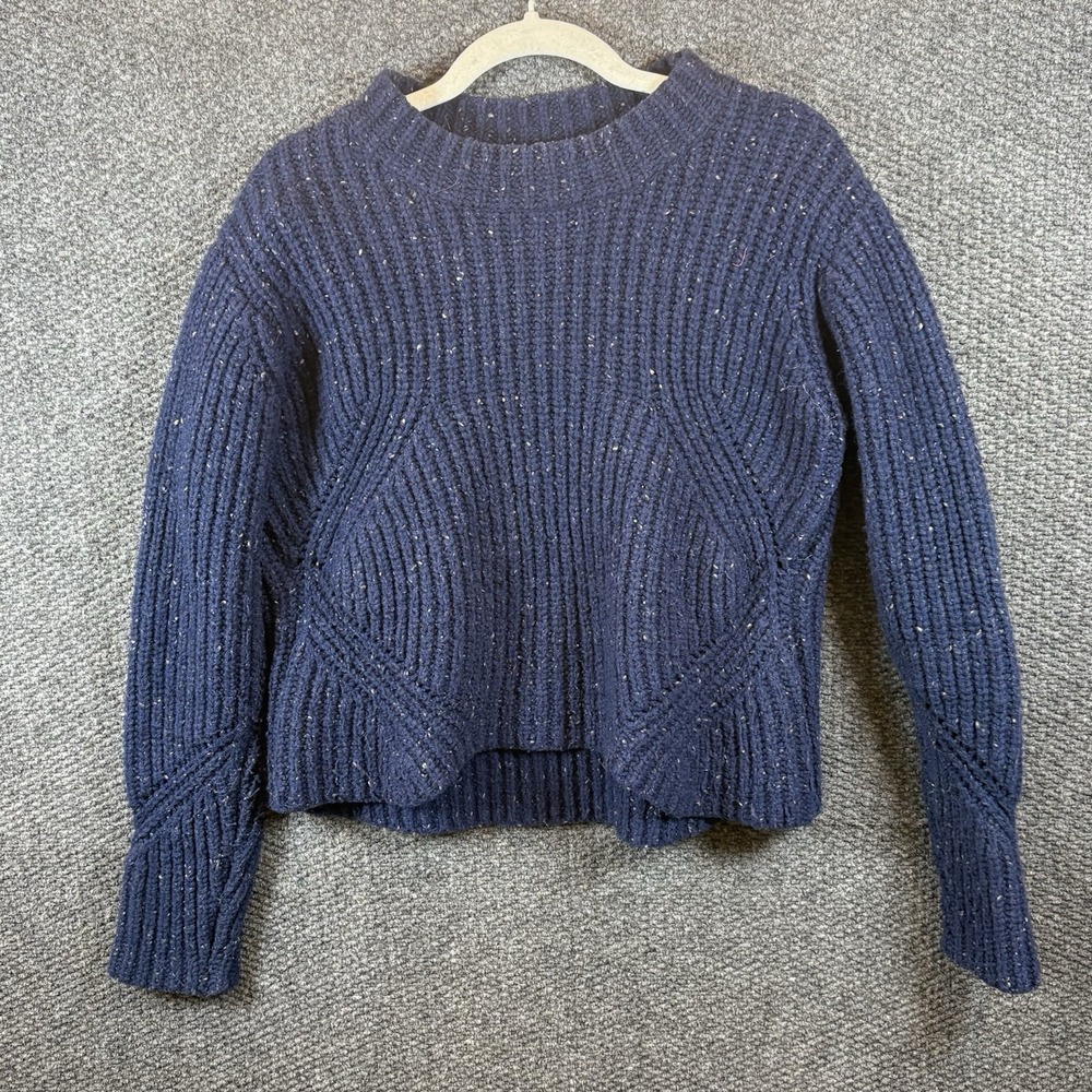 PrAna Chunky Knitted Lambswool Cedric Sweater Nautical Navy Blue Size M Women's
